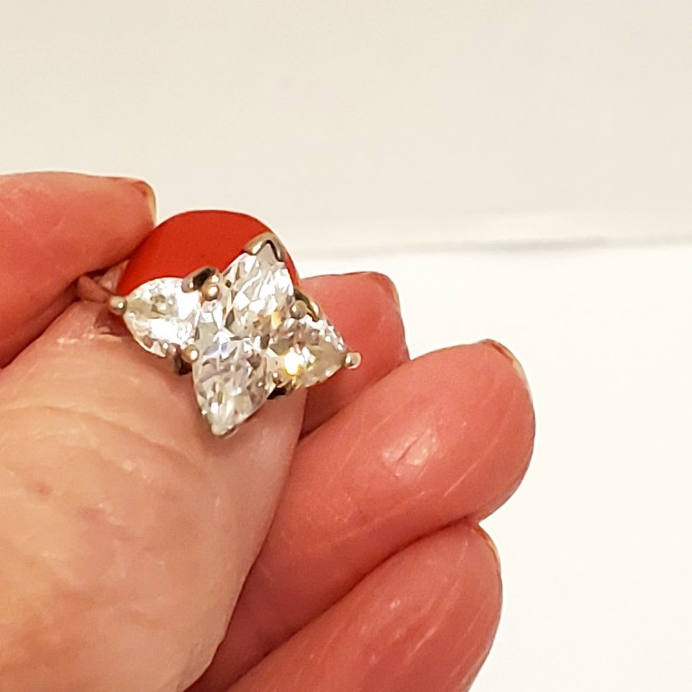 Marquise Cut ~CZ Sterling Ringe size 7, faux engagement ring